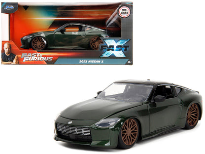 2023 Nissan Z Dark Green Metallic with Black Top "Fast X" (2023) Movie "Fast & Furious" Series 1/24 Diecast Model Car by Jada  free shipping USA
