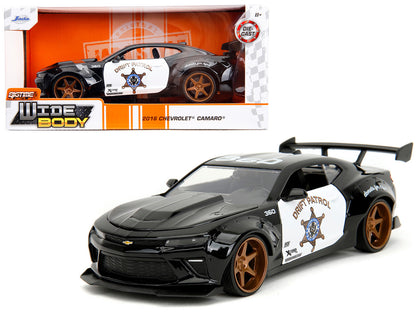2016 Chevrolet Camaro Widebody Black and White "Drift Patrol" "Wide Body" Series 1/24 Diecast Model Car by Jada  free shipping USA