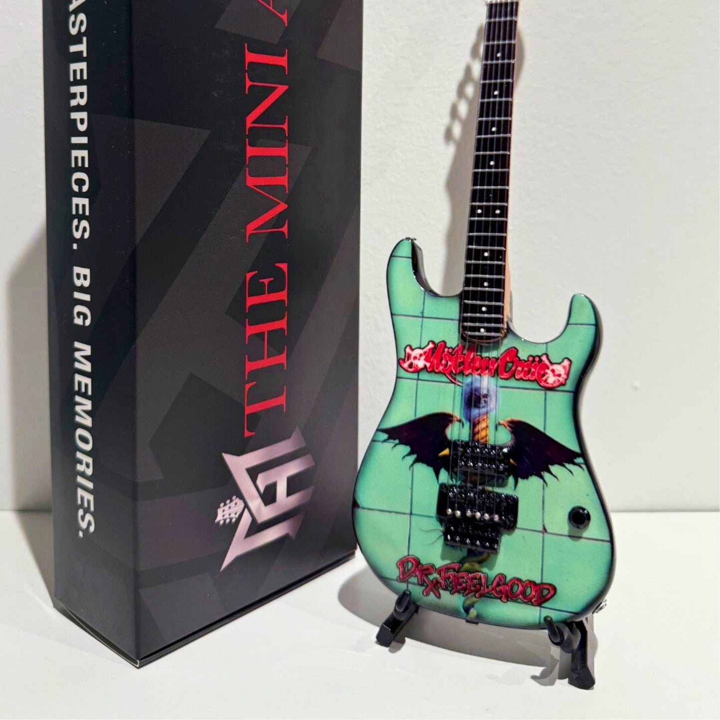 The Complete Mötley Crüe Album Cover Collectible Miniature Guitar Set – All 4 Official Mini Guitar Designs