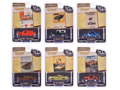 "Vintage Ad Cars" Series 11 Set of 6 pieces 1/64 Diecast Model Cars by Greenlight  free shipping USA