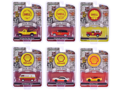 "Shell Oil Special Edition" Series 2 Set of 6 pieces 1/64 Diecast Model Cars by Greenlight  free shipping USA