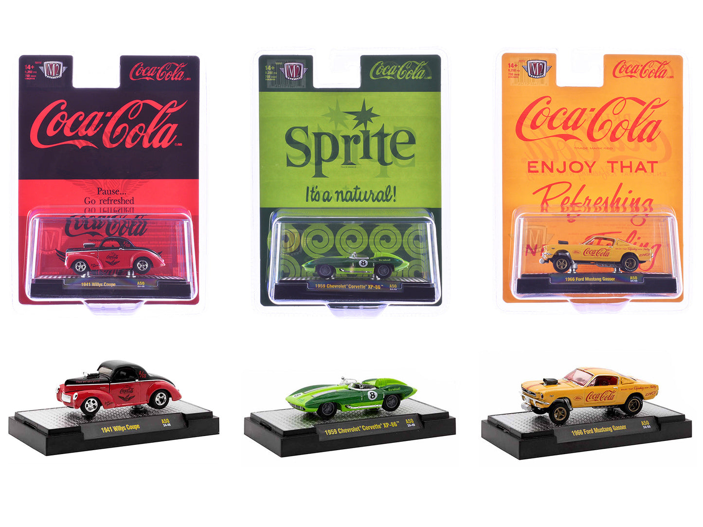 "Sodas" Set of 3 pieces Release 50 Limited Edition to 10000 pieces Worldwide 1/64 Diecast Model Cars by M2 Machines  free shipping USA