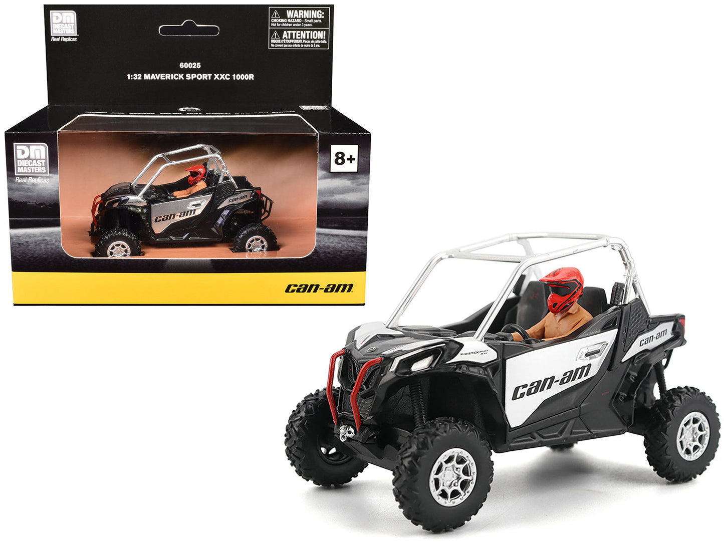 Can-Am Maverick Sport XXC 1000R Silver Metallic and Black with Driver Figure 1/32 Diecast Model by BRP Models  free shipping USA