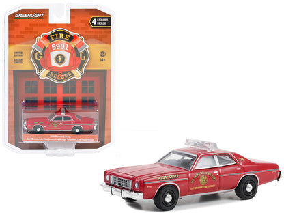 1976 Plymouth Fury Red "Old Bridge Volunteer Fire Department East Brunswick New Jersey Fire District 1 Asst. Chief" "Fire & Rescue" Series 4 1/64 Diecast Model Car by Greenlight  free shipping USA