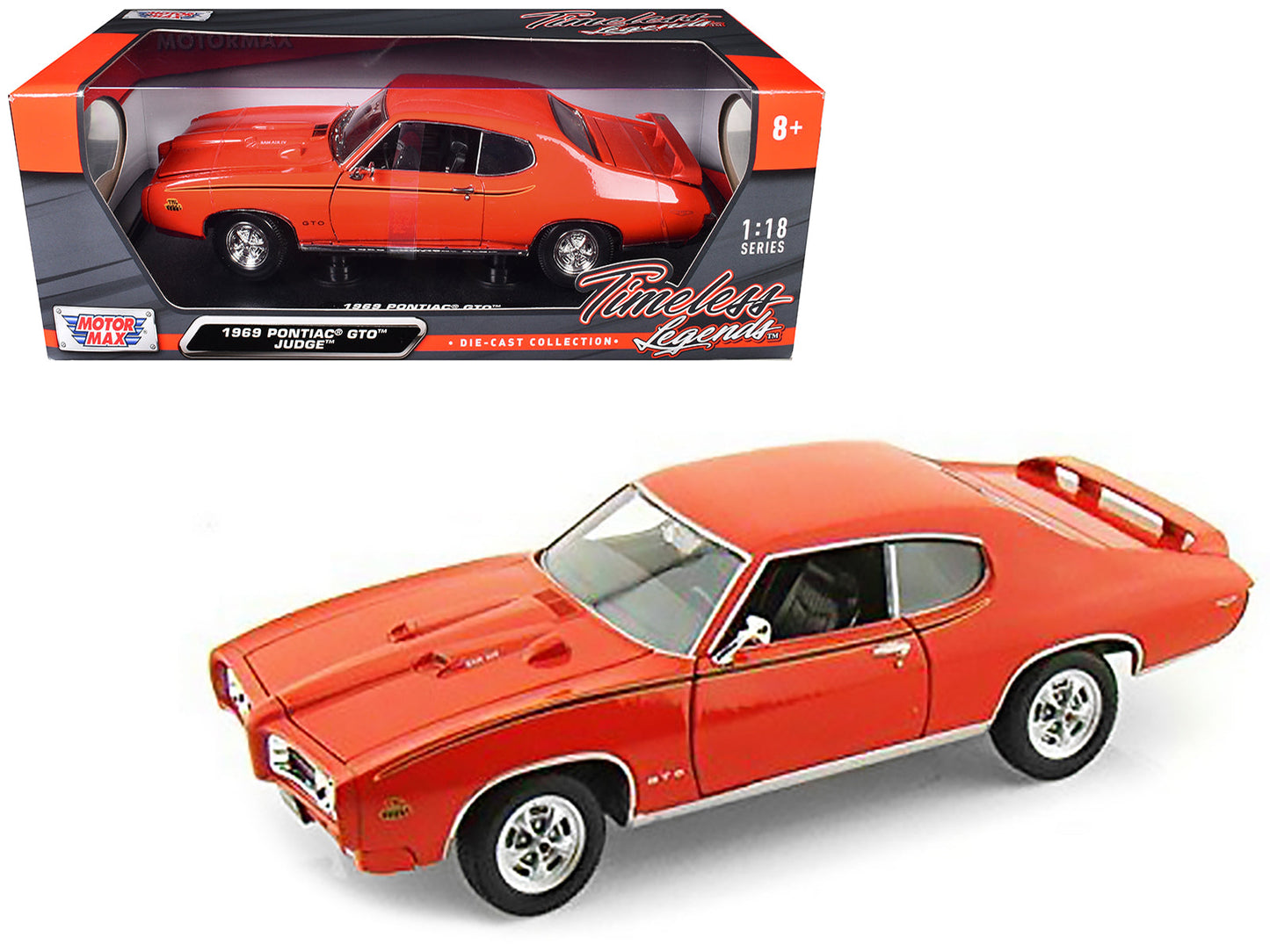 1969 Pontiac GTO Judge Orange 1/18 Diecast Model Car by Motormax  free shipping USA