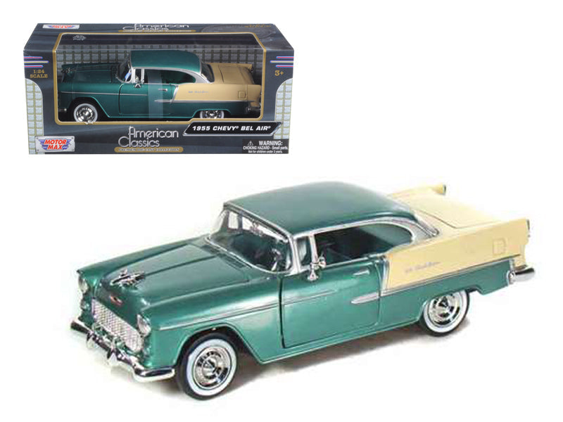 1955 Chevrolet Bel Air Green 1/24 Diecast Model Car by Motormax  free shipping USA