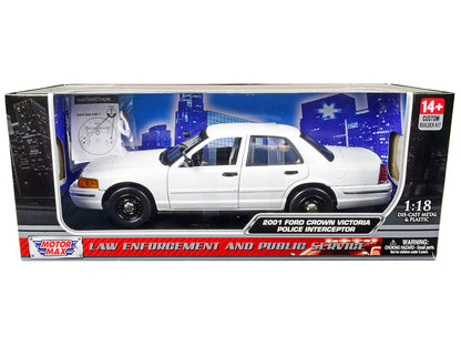 2001 Ford Crown Victoria Police Car Unmarked White "Custom Builder's Kit" Series 1/18 Diecast Model Car by Motormax  free shipping USA