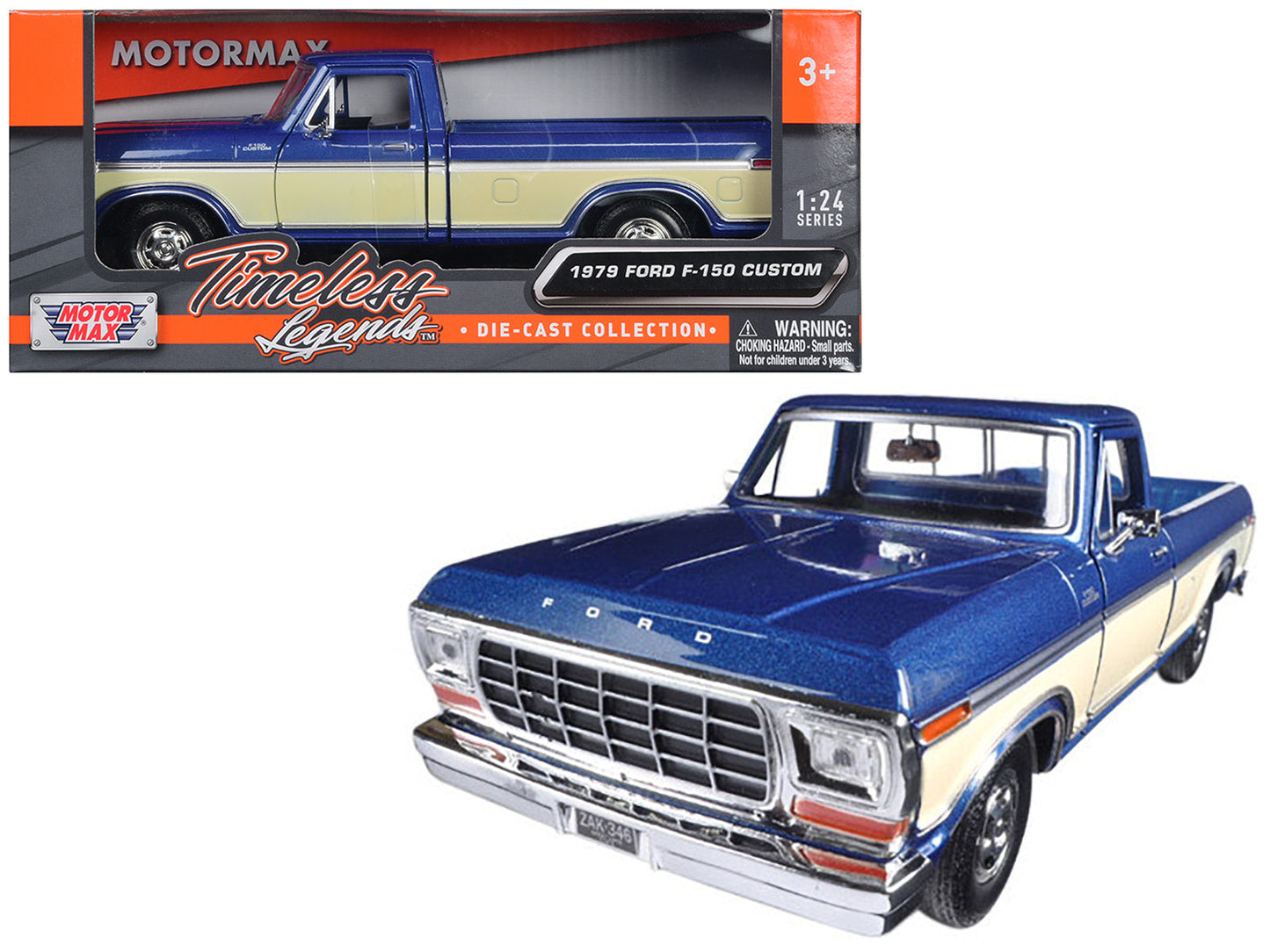 1979 Ford F-150 Pickup Truck 2 Tone Blue/Cream 1/24 Diecast Model Car by Motormax  free shipping USA