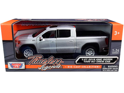 2019 GMC Sierra 1500 SLT Crew Cab Pickup Truck Silver Metallic 1/24-1/27 Diecast Model Car by Motormax  free shipping USA