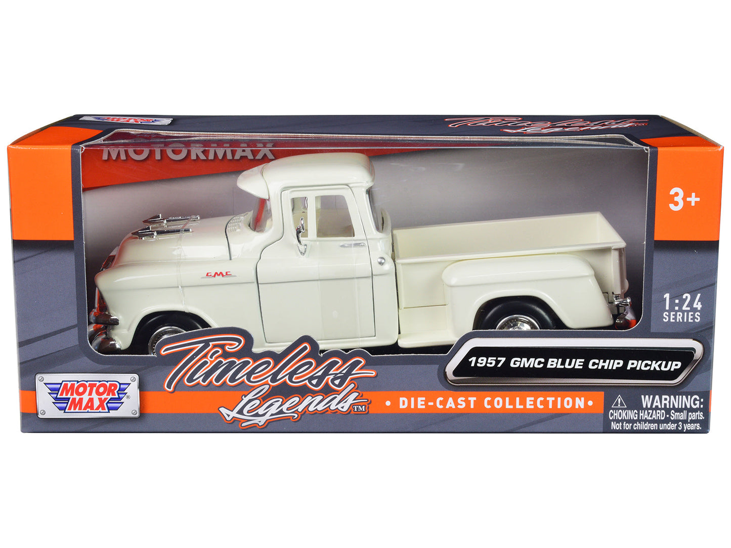 1957 GMC Blue Chip Pickup Truck White "Timeless Legends" Series 1/24 Diecast Model Car by Motormax  free shipping USA