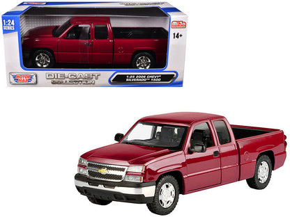 2006 Chevrolet Silverado 1500 Pickup Truck Red Metallic "Die-Cast Collection" Series 1/25 Diecast Model Car by Motormax  free shipping USA