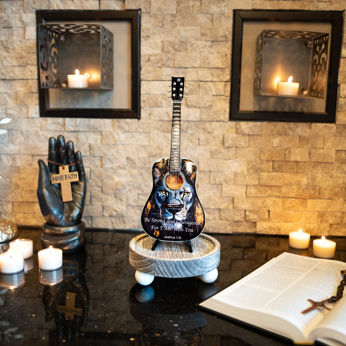 Joshua 1:9 Collectible Miniature Guitar