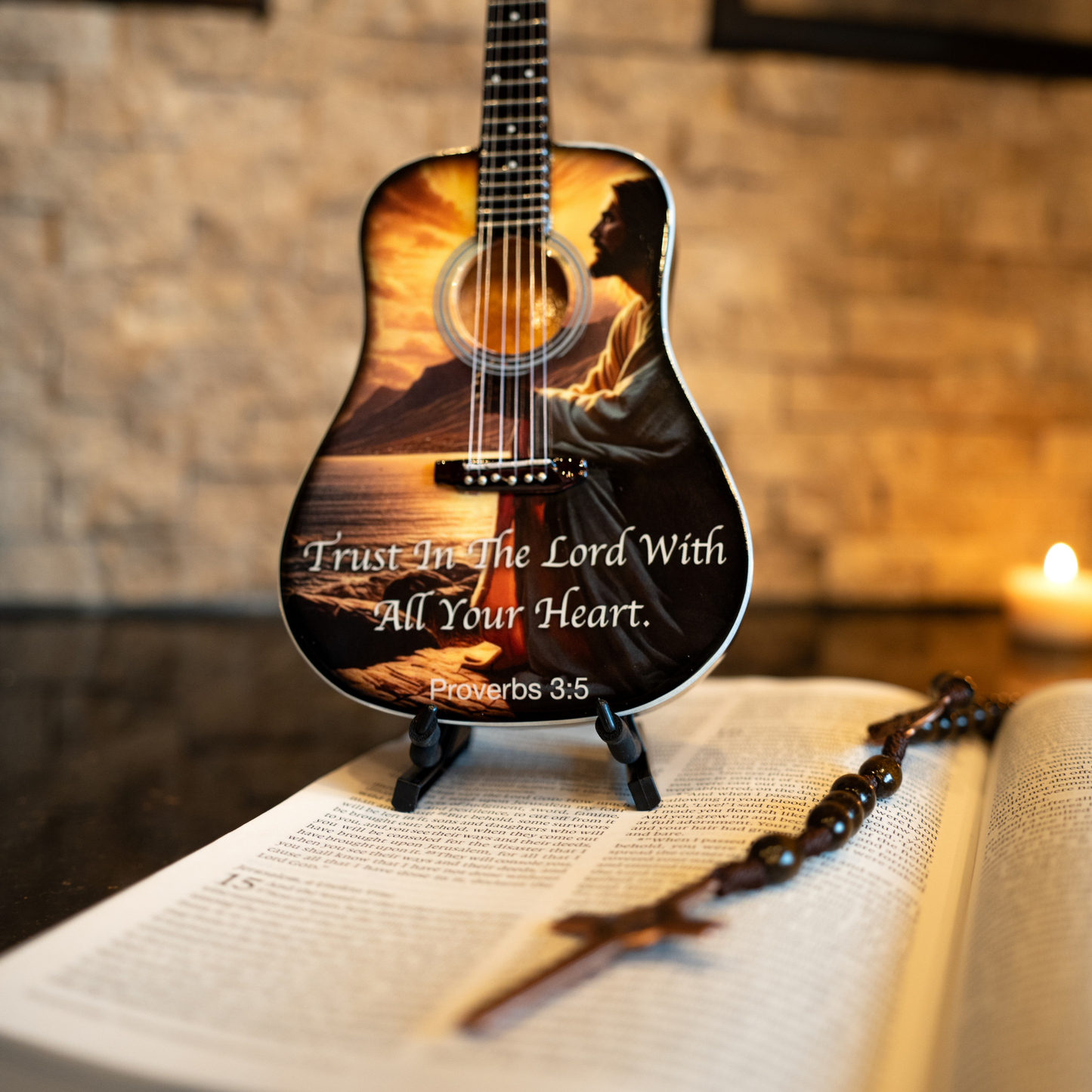 Proverbs 3:5 Collectible Miniature Guitar