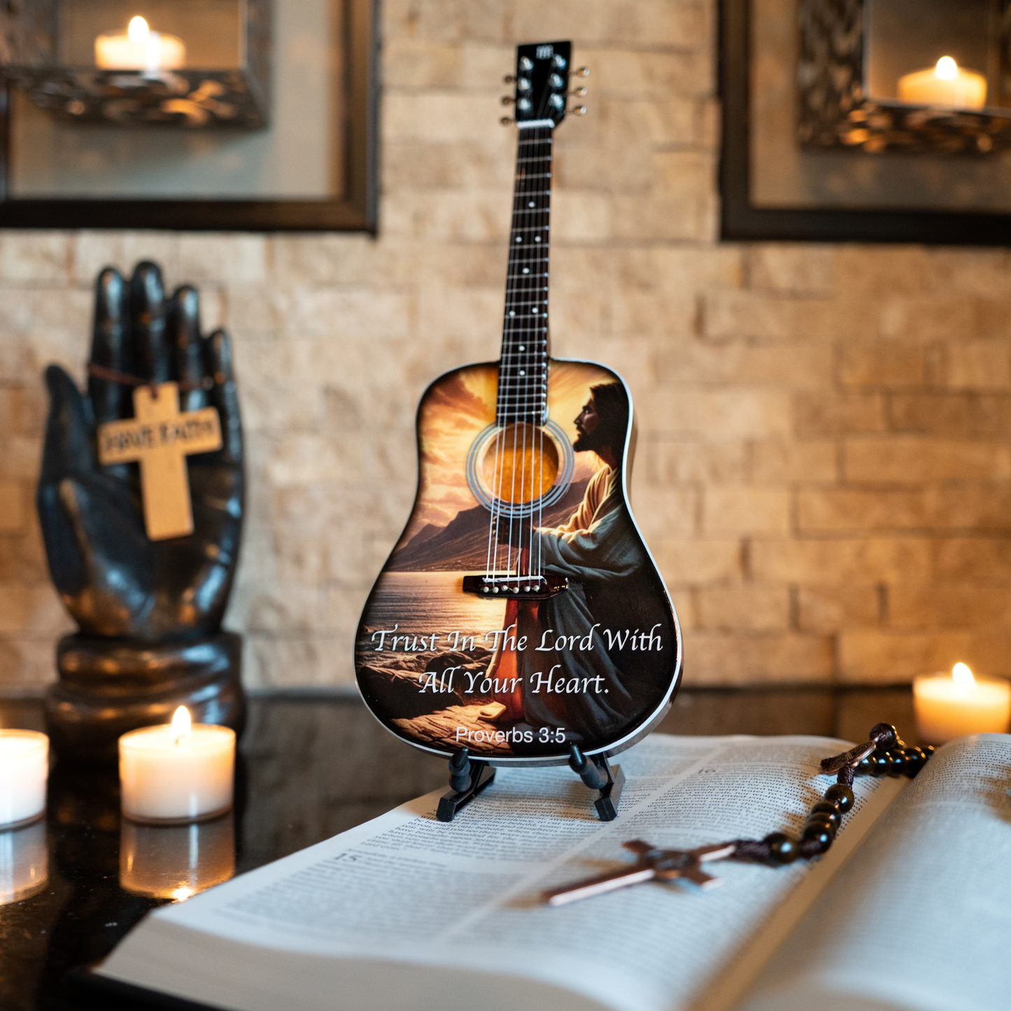 Proverbs 3:5 Collectible Miniature Guitar