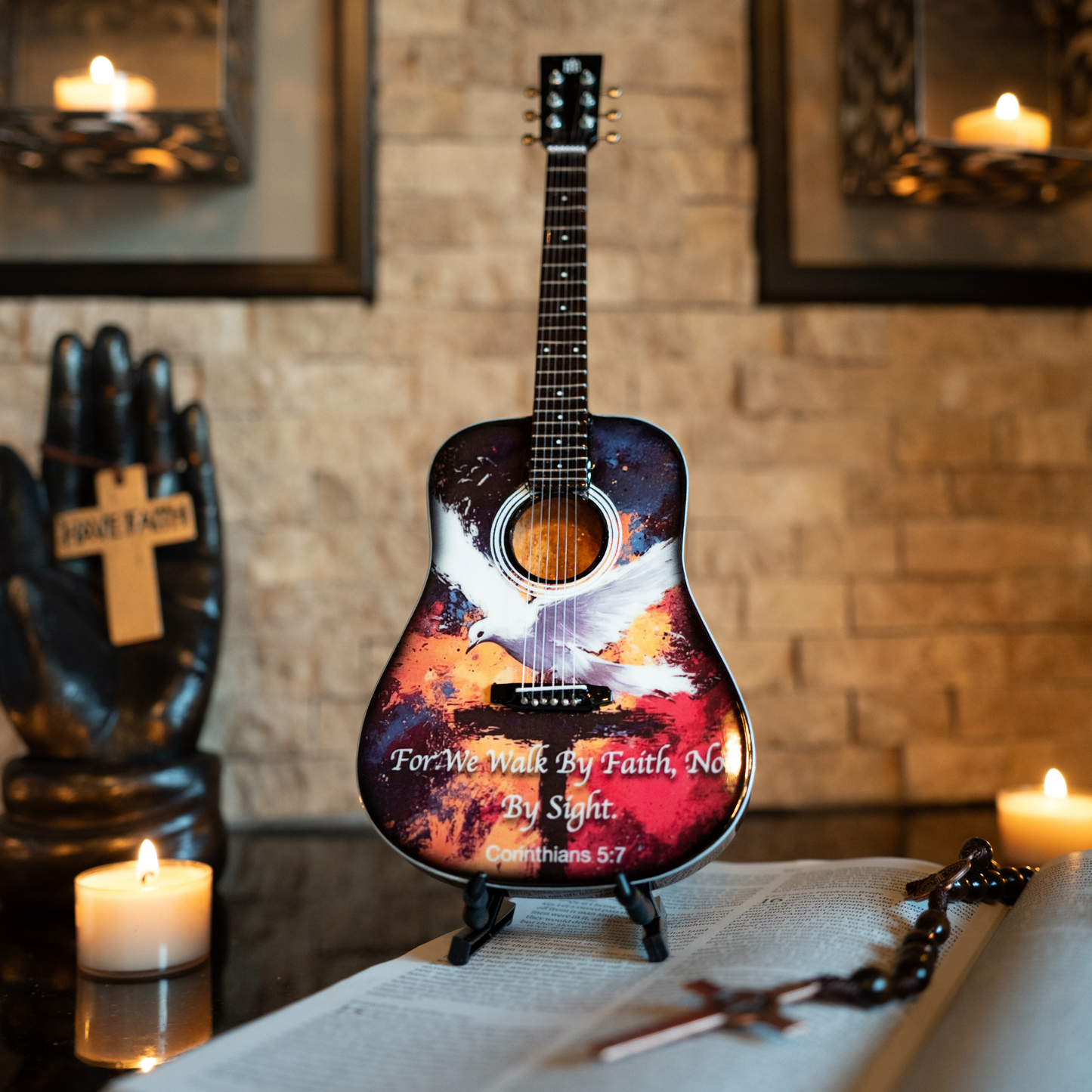Corinthians 5:7 Collectible Miniature Guitar