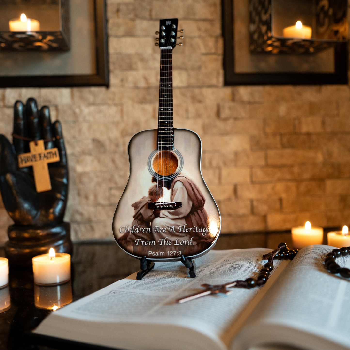 Psalm 127:3 Collectible Miniature Guitar