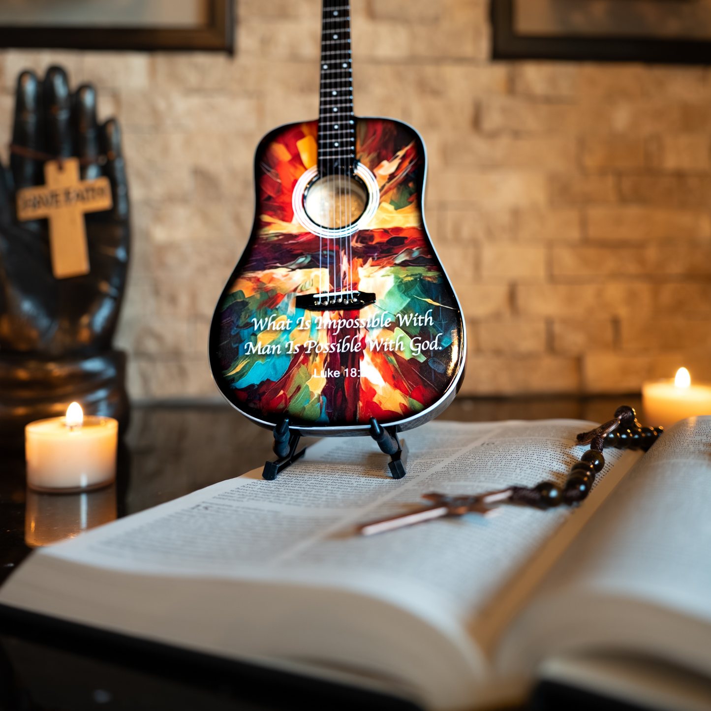 Luke 18:27 Collectible Miniature Guitar