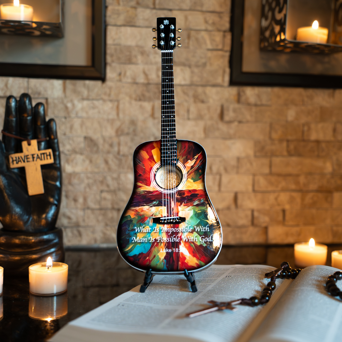 Luke 18:27 Collectible Miniature Guitar