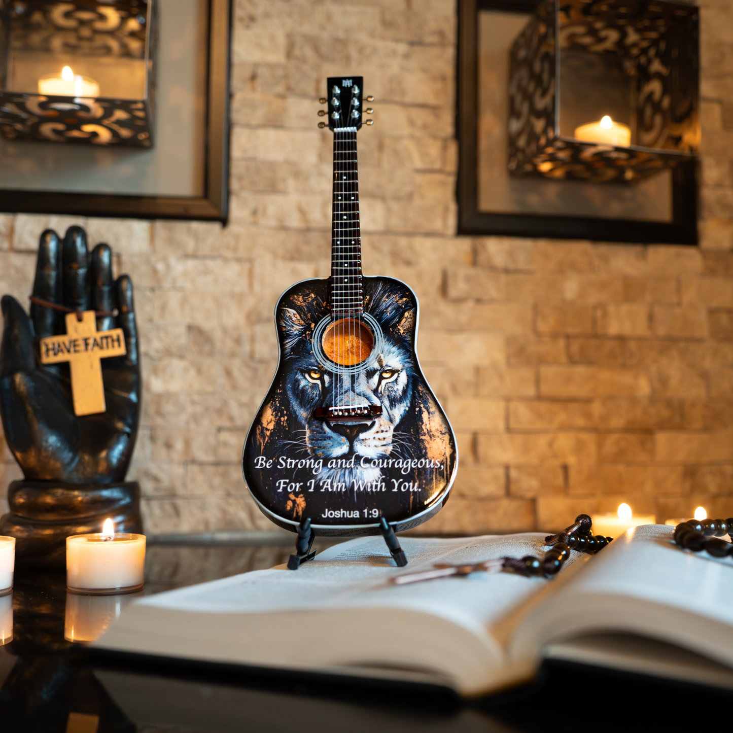 Joshua 1:9 Collectible Miniature Guitar