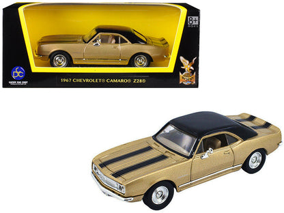 1967 Chevrolet Camaro Z-28 Gold with Black Stripes and Black Top 1/43 Diecast Model Car by Road Signature  free shipping USA