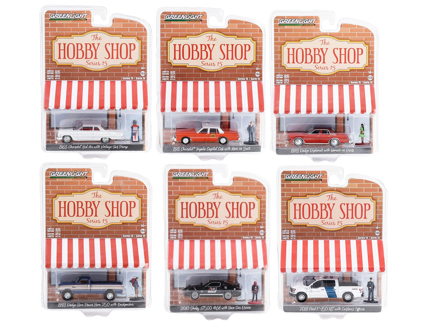 "The Hobby Shop" Set of 6 pieces Series 15 1/64 Diecast Model Cars by Greenlight  free shipping USA