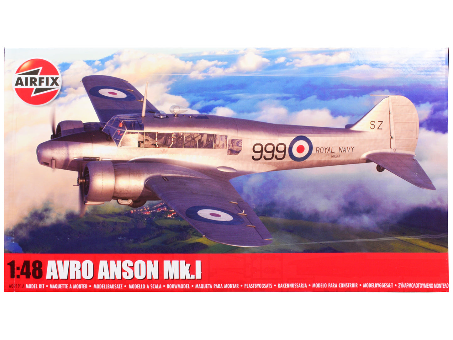 Level 3 Model Kit Avro Anson Mk.I Aircraft with 3 Scheme Options 1/48 Plastic Model Kit by Airfix  free shipping USA