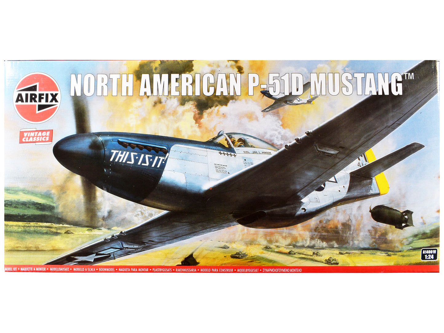 Level 4 Model Kit North American P-51D Mustang Aircraft with 2 Scheme Options 1/24 Plastic Model Kit by Airfix  free shipping USA