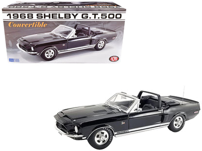 1968 Shelby GT500 KR Convertible Black with White Stripes Limited Edition to 480 pieces Worldwide 1/18 Diecast Model Car by ACME  free shipping USA