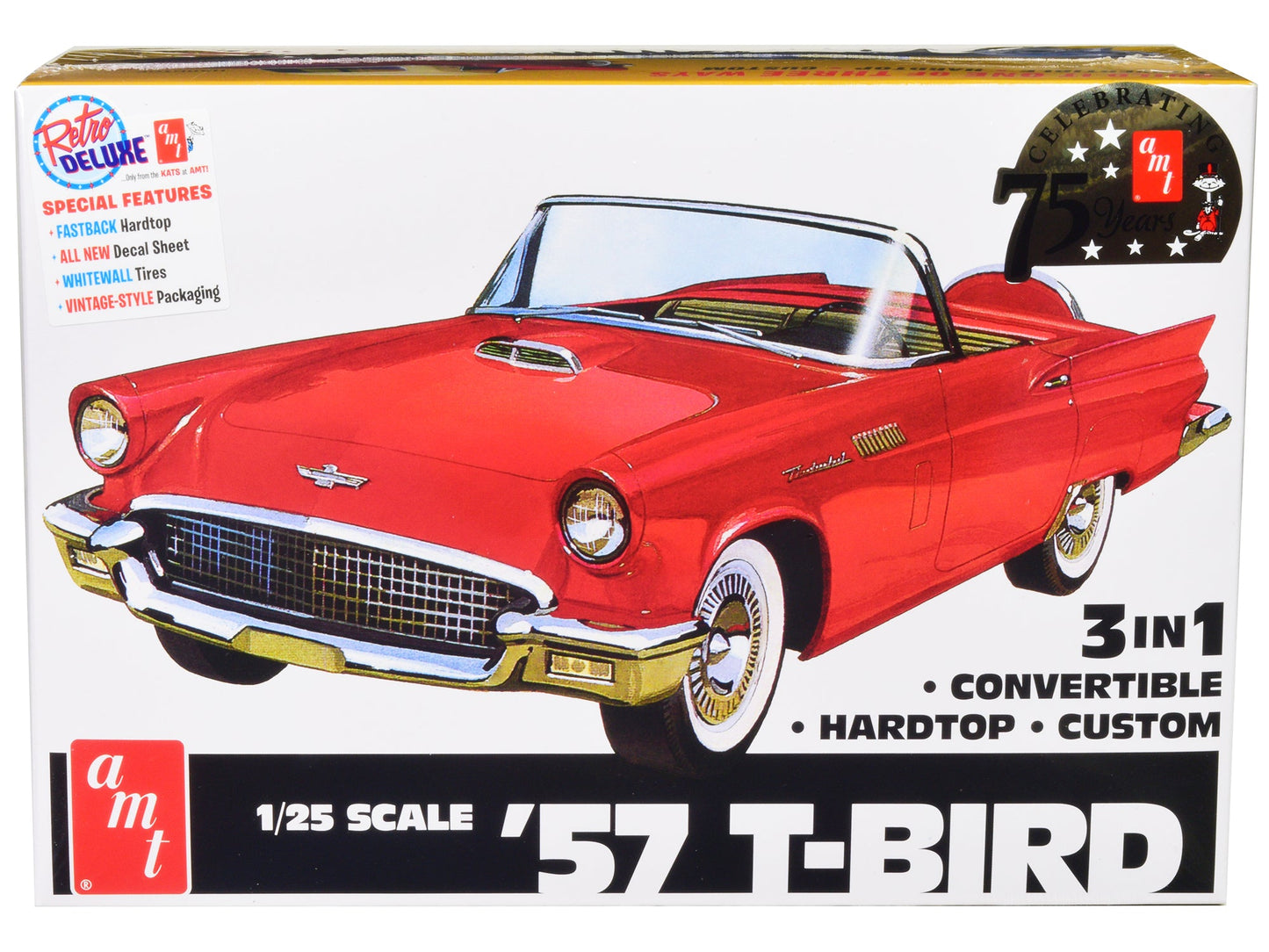Skill 2 Model Kit 1957 Ford Thunderbird 3-in-1 Kit 1/25 Scale Model by AMT  free shipping USA