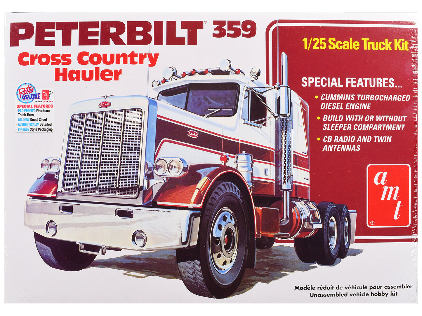 Skill 3 Model Kit Peterbilt 359 "Cross Country Hauler" 1/25 Scale Model by AMT  free shipping USA