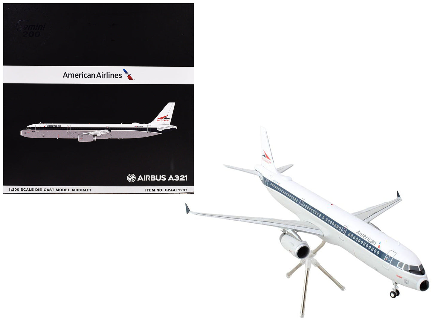 Airbus A321 Commercial Aircraft "American Airlines - Allegheny" (N579UW) White with Blue Stripes "Gemini 200" Series 1/200 Diecast Model Airplane by GeminiJets  free shipping USA