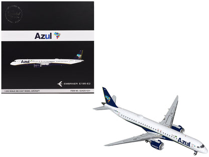 Embraer E195-E2 Commercial Aircraft "Azul Brazilian Airlines" (PS-AEH) White with Blue Tail "Gemini 200" Series 1/200 Diecast Model Airplane by GeminiJets  free shipping USA