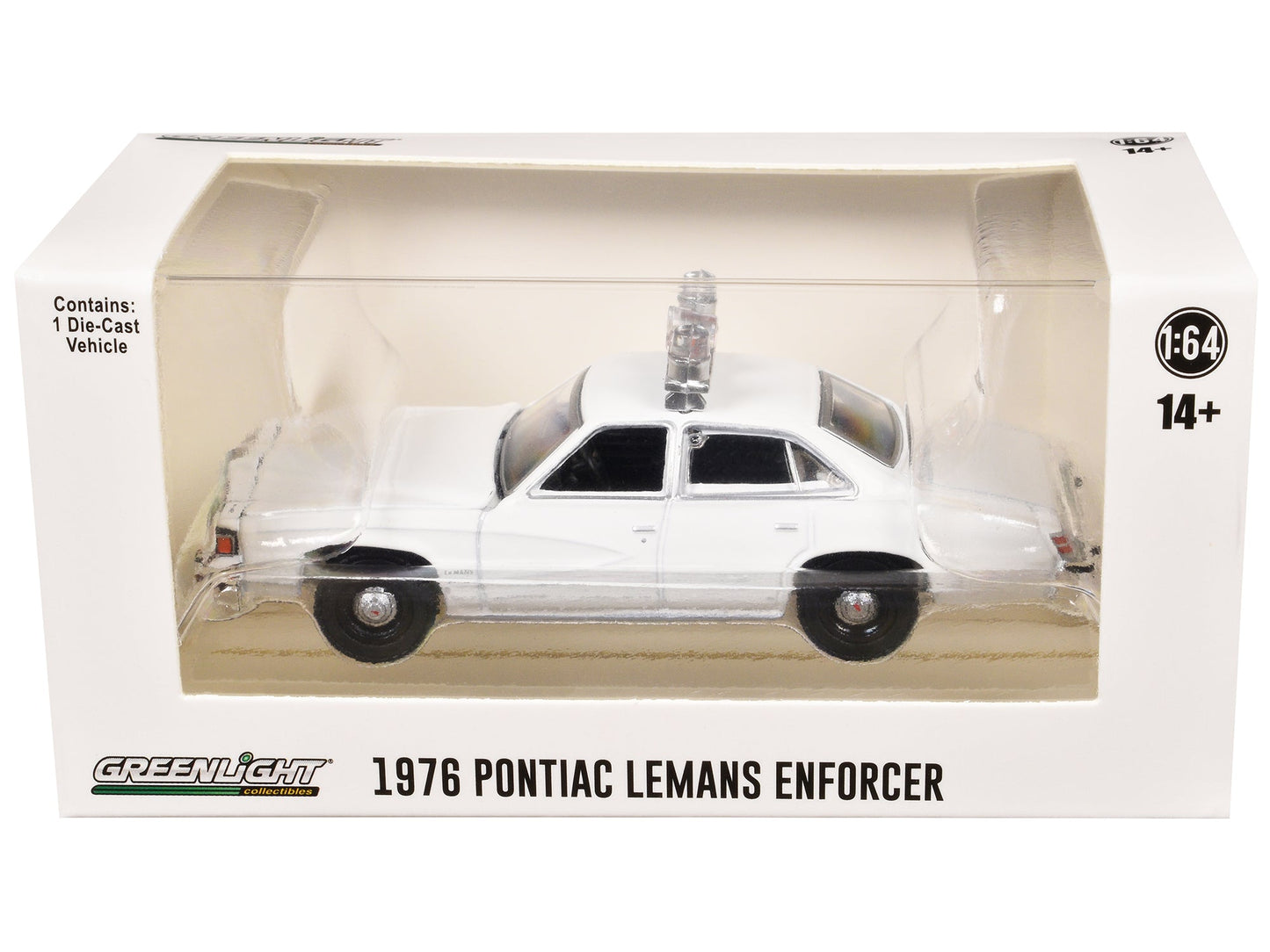 1976-77 Pontiac LeMans Enforcer White with Light Bar "Hot Pursuit - Hobby Exclusive" Series 1/64 Diecast Model Car by Greenlight  free shipping USA