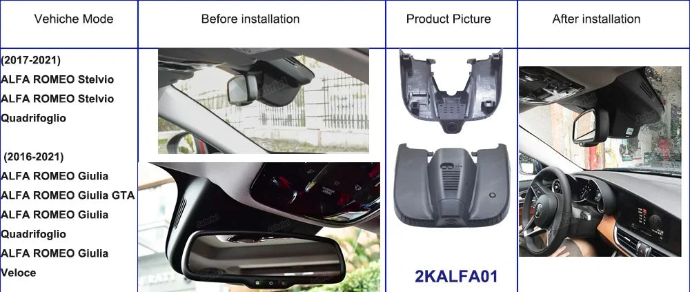 2K 1600P Car Dvr Dash Cam Camera for ALFA ROMEO Stelvio Quadrifoglio for ALFA ROMEO Giulia Quadrifoglio GTA Veloce 2016-2021