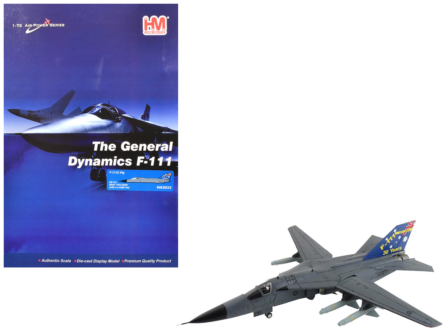 General Dynamics F-111C Pig Aircraft "A8-131 F-111 Operations 30th Anniversary" (2003) Royal Australian Air Force "Air Power Series" 1/72 Diecast Model by Hobby Master  free shipping USA