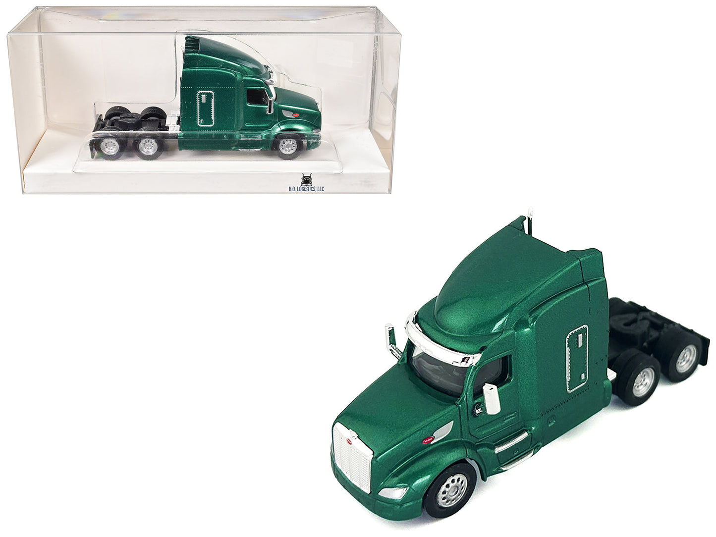 Peterbilt 579 Sleeper Cab Green Metallic 1/87 (HO) Plastic Model Car by HO Logistics  free shipping USA