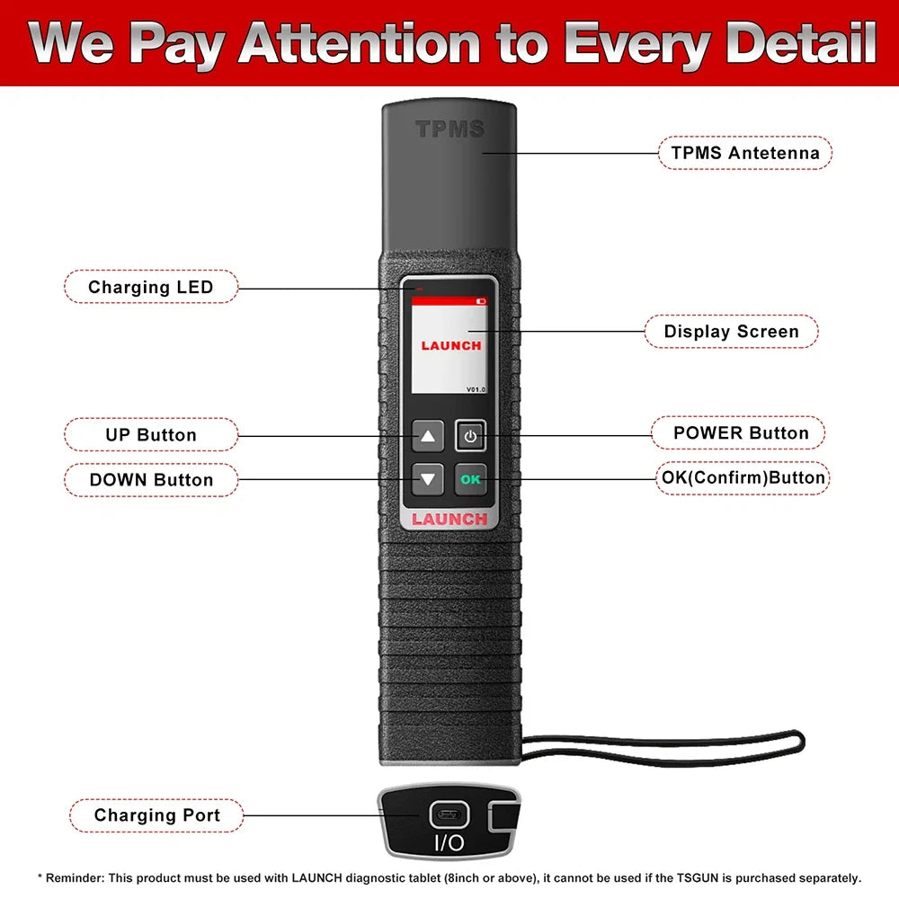 LAUNCH X431 I-TPMS TPMS Tire Pressure Diagnostic Tools Active/ Relearn/Program 315Mhz 433Mhz RF-Sensor for X431 V/V+/PRO3S/PAD V