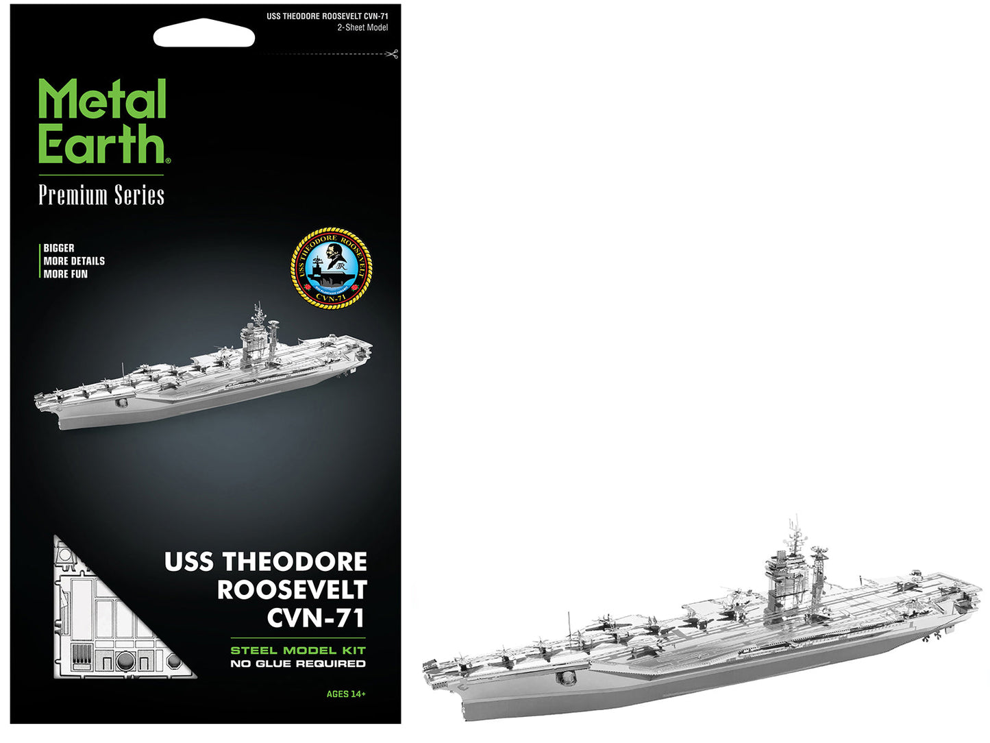Model Kit USS Theodore Roosevelt CVN-71 Aircraft Carrier (Expert Difficulty) Steel Model by Metal Earth - Use code SHOPAPP15 to get 15 percent off  free shipping USA