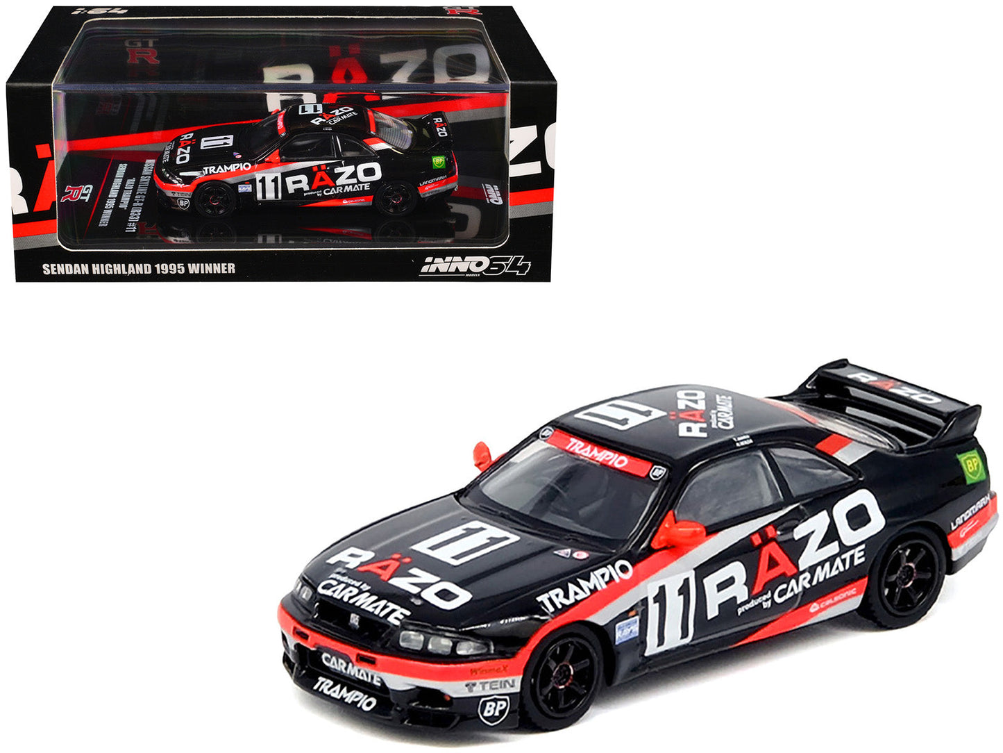 Nissan Skyline GT-R (R33) RHD (Right Hand Drive) #11 "Razo Trampio" N1 Super Endurance Series "Sedan Highland" (1995) 1/64 Diecast Model Car by Inno Models  free shipping USA