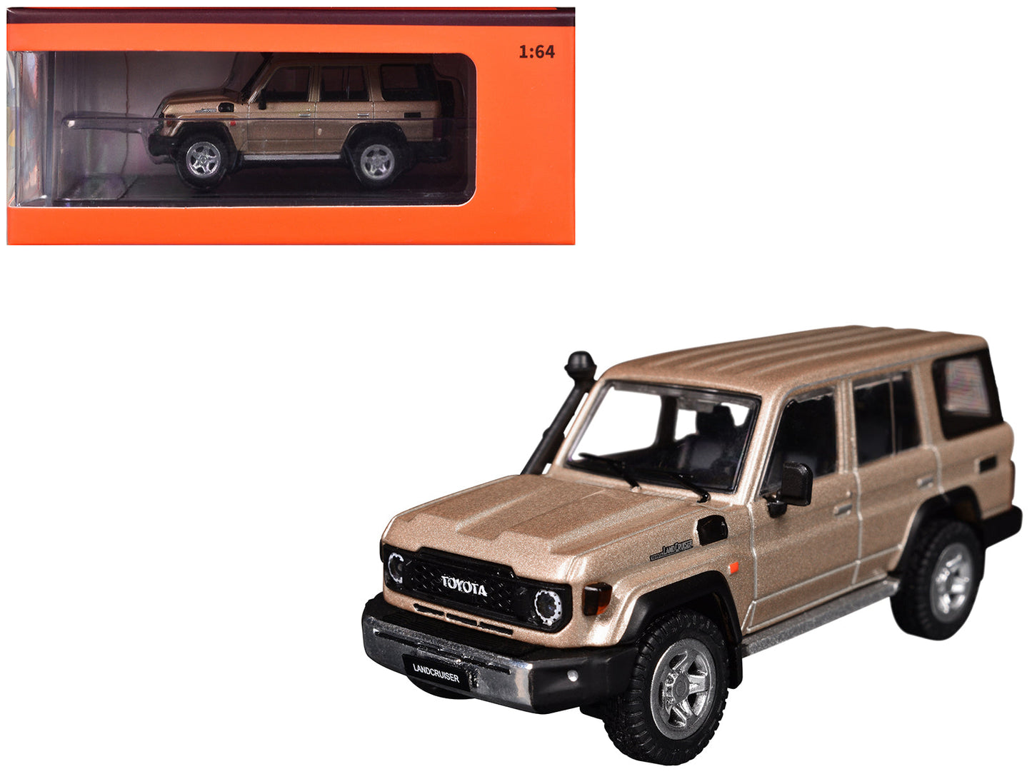 Toyota Land Cruiser (J76) Gold Metallic 1/64 Diecast Model Car by GCD  free shipping USA