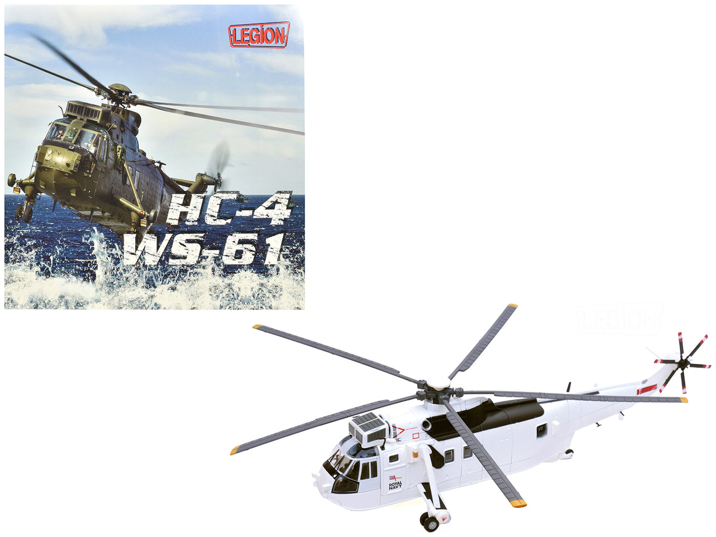 Westland Sea King HC.4 Helicopter "White Livery 845 Naval Air Squadron United Nations Protection Force Bosnia/Croatia" (1995) British Royal Navy 1/72 Diecast Model by Legion  free shipping USA