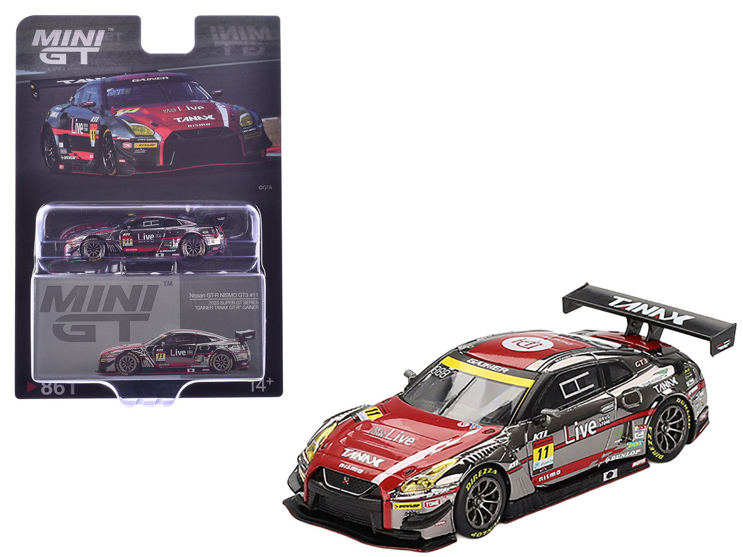 Nissan GT-R NISMO GT3 #11 Ryuichiro Tomita - Keishi Ishikawa - Yusuke Shiotsu "GAINER TANAX" "Super GT Series" (2023) Limited Edition 1/64 Diecast Model Car by Mini GT  free shipping USA