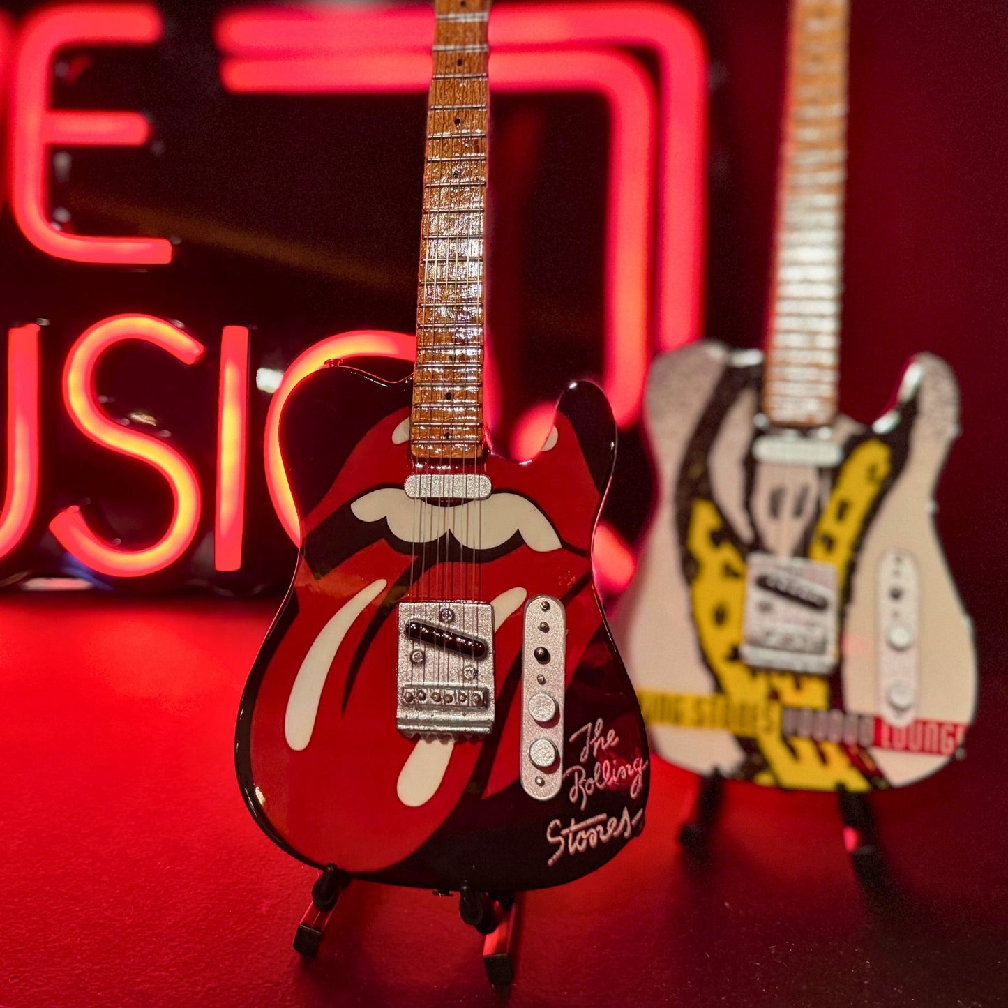 The Rolling Stones "Tongue and Lips" Collectible Miniature Guitar