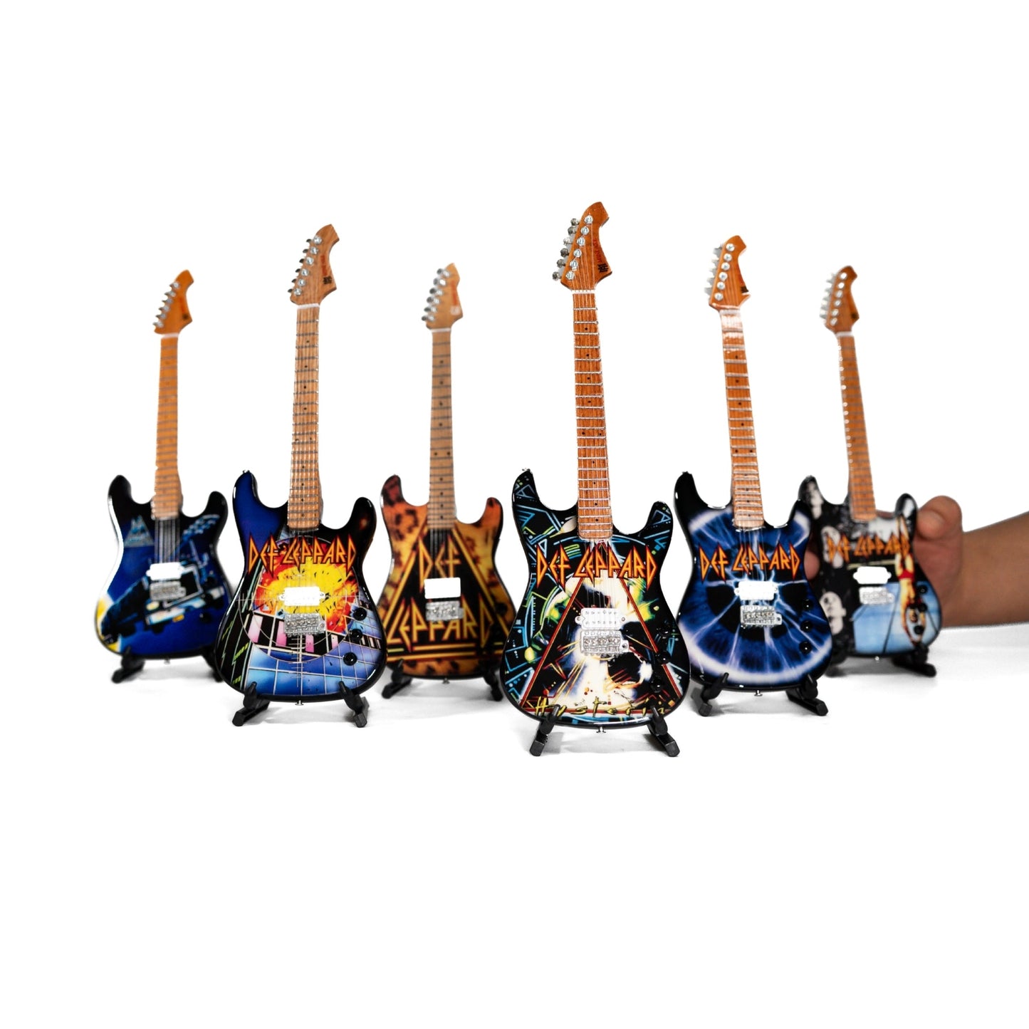 The Complete Def Leppard Collectible Miniature Guitar Set – All 6 Official Designs