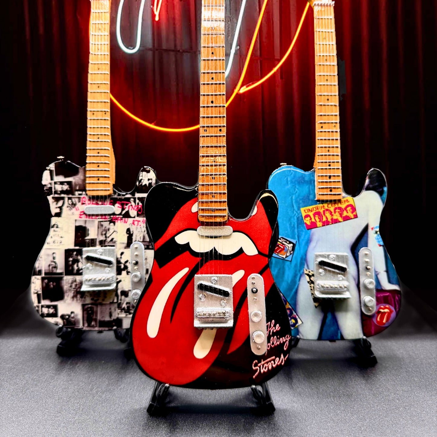 The Rolling Stones "Tongue and Lips" Collectible Miniature Guitar