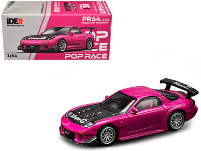 Mazda RX-7 Widebody RHD (Right Hand Drive) Pink with Carbon Hood "Indonesia Diecast Expo 2024 Exclusive" 1/64 Diecast Model Car by Pop Race  free shipping USA
