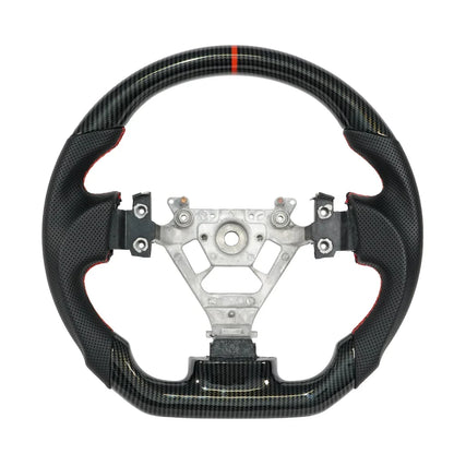 For Nissan 350Z Z33 2003-2008 LED Steering Wheel Carbon Fiber Perforated Leather Steering Wheel Flat Bottom Red Stitching