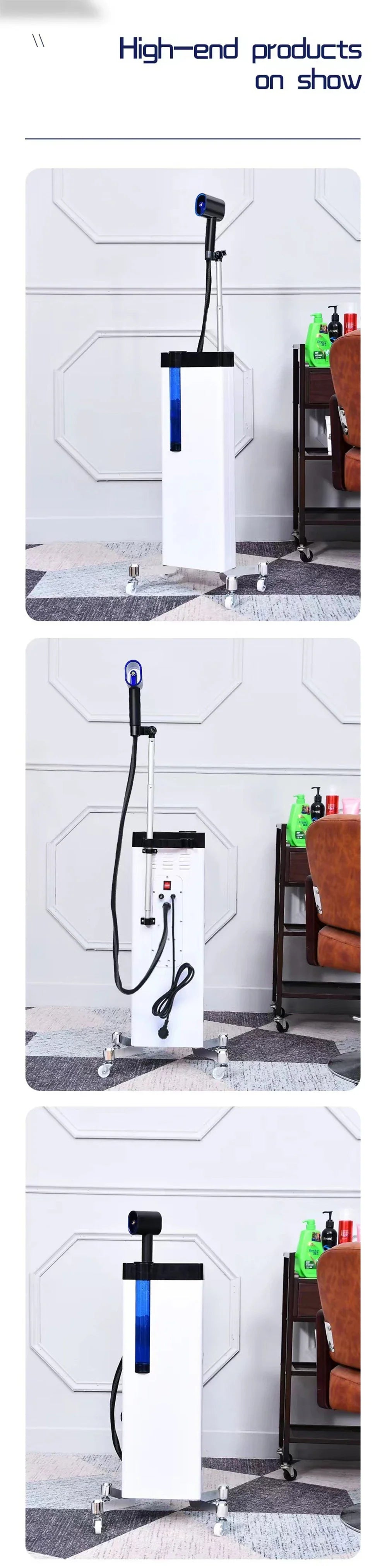 Humidifier Facial 2 In 1 Shampoo Hair Steamer Rolling Stand Hooded Hair Dyeing Coloring Perming Conditioning Salon Spa Steamer