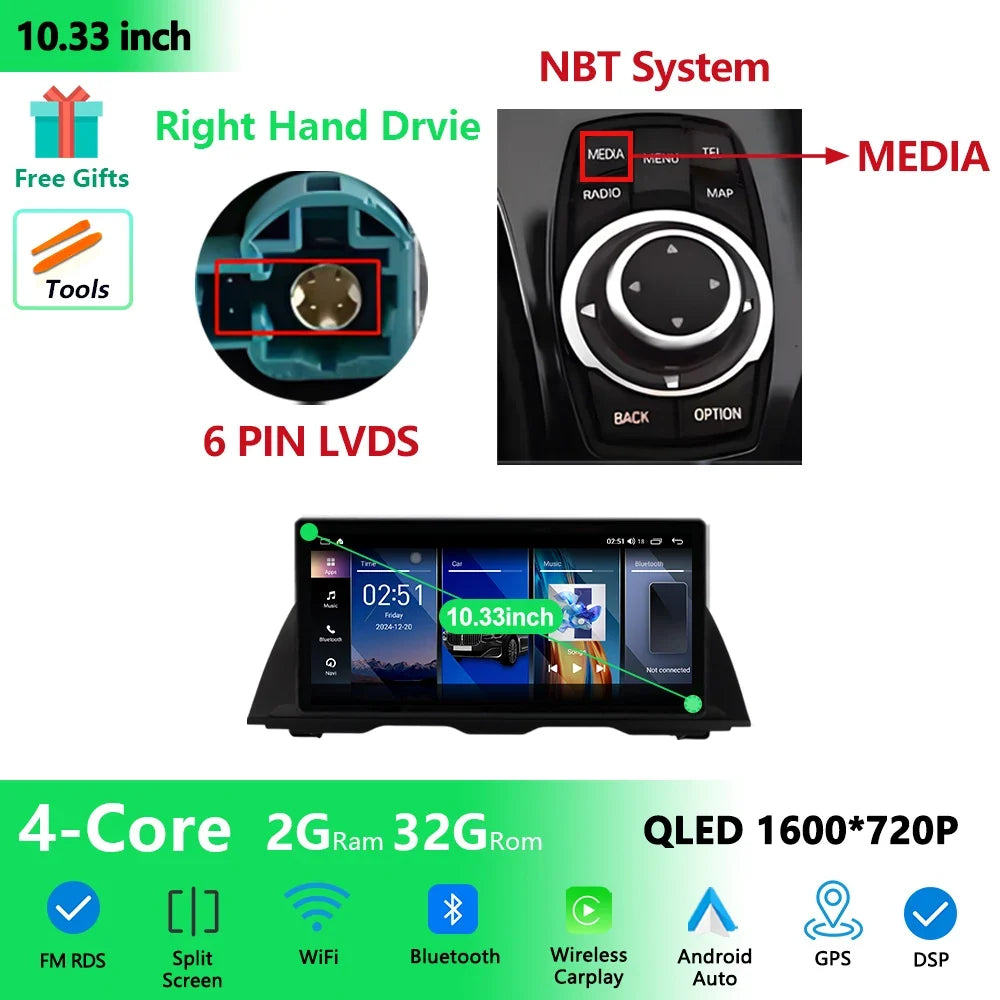 RHD For BMW 5 Series F10 F11 2011 - 2017 Android Wireless Carplay Radio Multimedia Player GPS WIFI DSP Stereo Screen Accessories