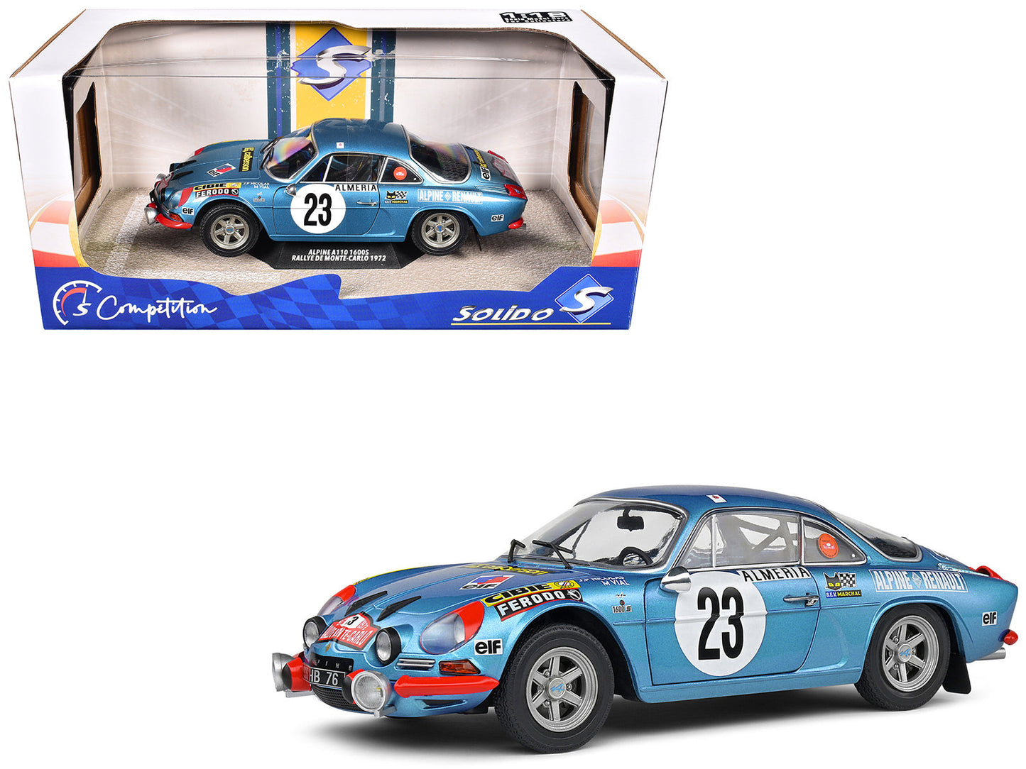 Alpine A110 1600S #23 Jean-Pierre Nicolas - Michel Vial "Rallye Monte-Carlo" (1972) "Competition" Series 1/18 Diecast Model Car by Solido  free shipping USA